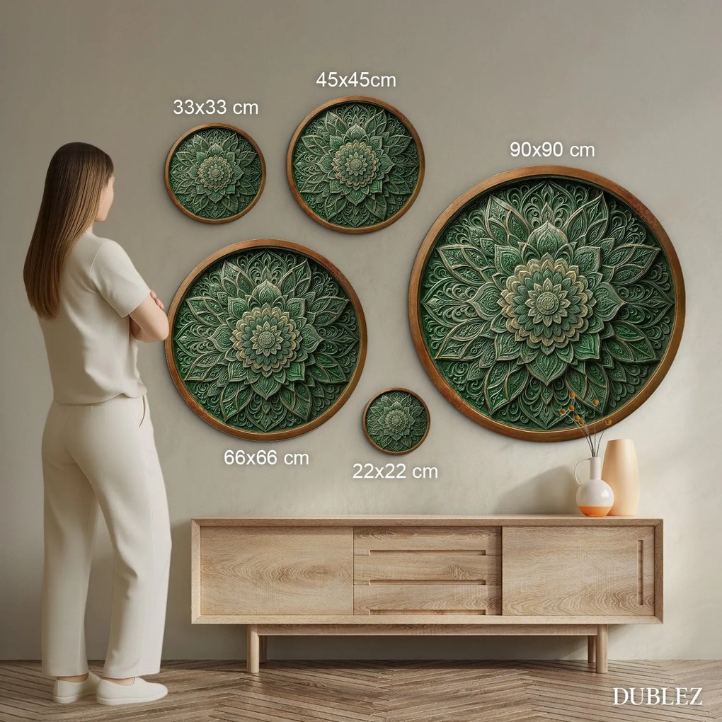 DUBLEZ | Mandala na stenu - Smaragd | UV potlač, Premium