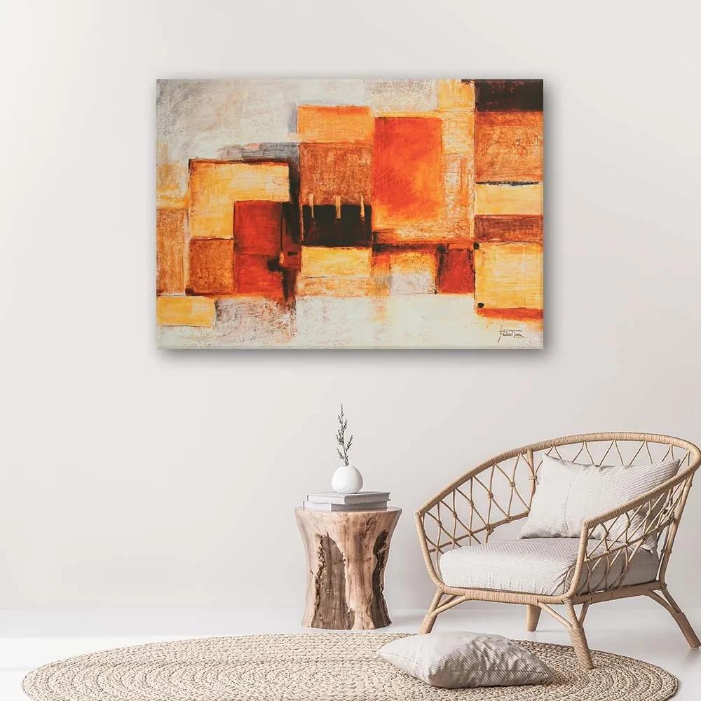 Gario Obraz na plátne Geometrická abstrakcia v teplých farbách Rozmery: 60 x 40 cm
