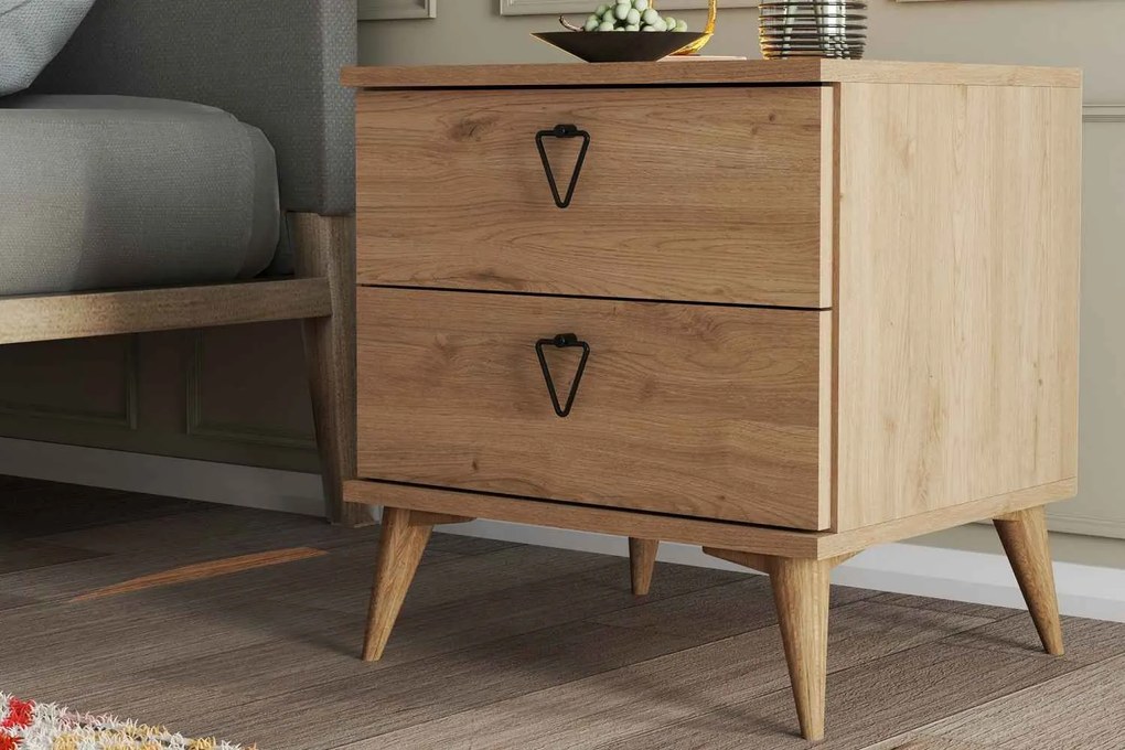 Dizajnový nočný stolík Naolin 52 cm vzor dub -Skladom na SK