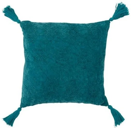 Tyrkysový vankúš Fayola so strapcami - 45*45 cm