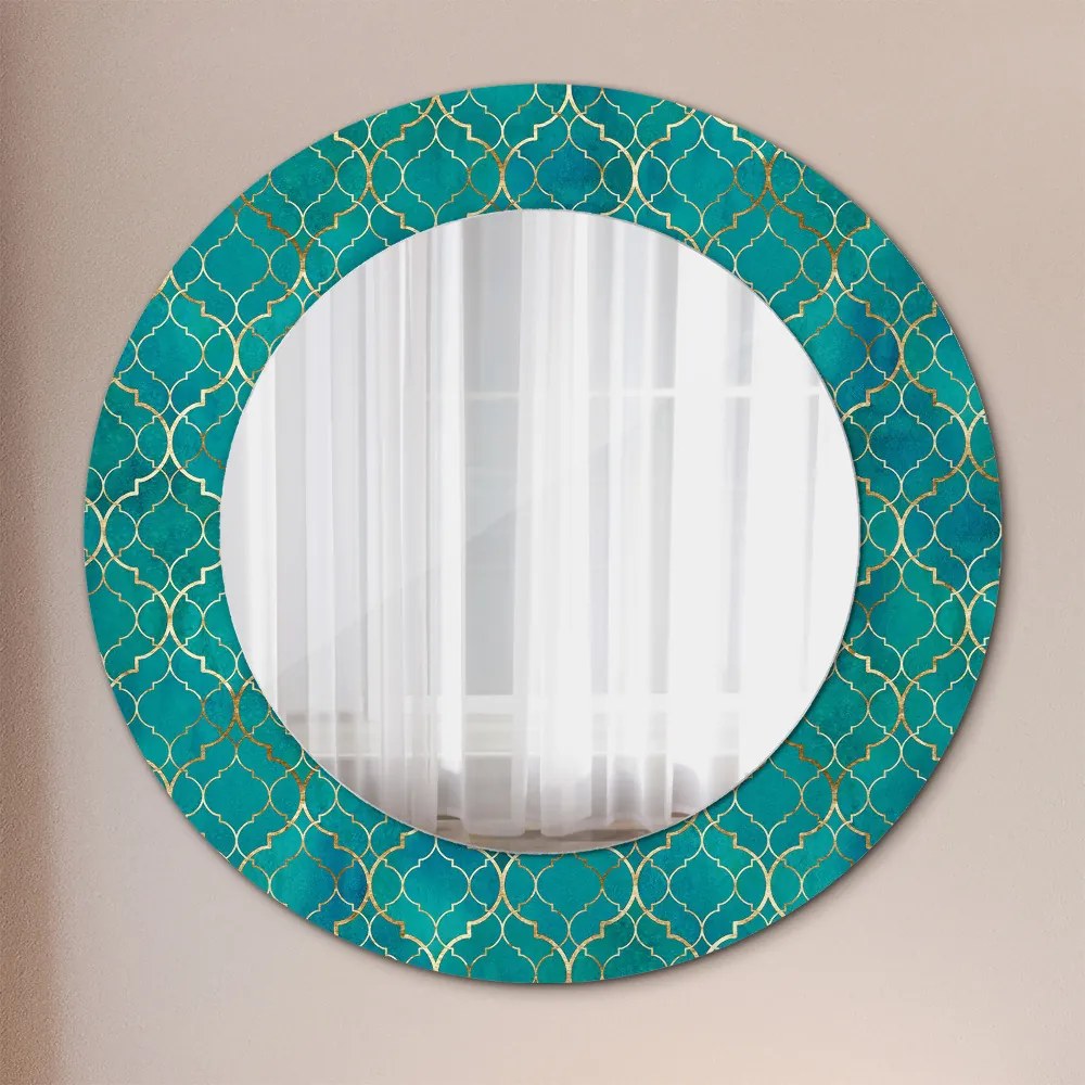 Okrúhle ozdobné zrkadlo Zelené a zlaté zloženie fi 50 cm