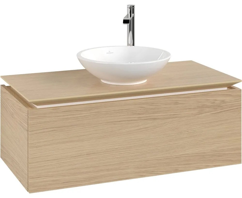 VILLEROY &amp; BOCH Legato závesná skrinka pod umývadlo na dosku (umývadlo v strede), 1 zásuvka, 1000 x 500 x 380 mm, Nordic Oak, B57100VJ