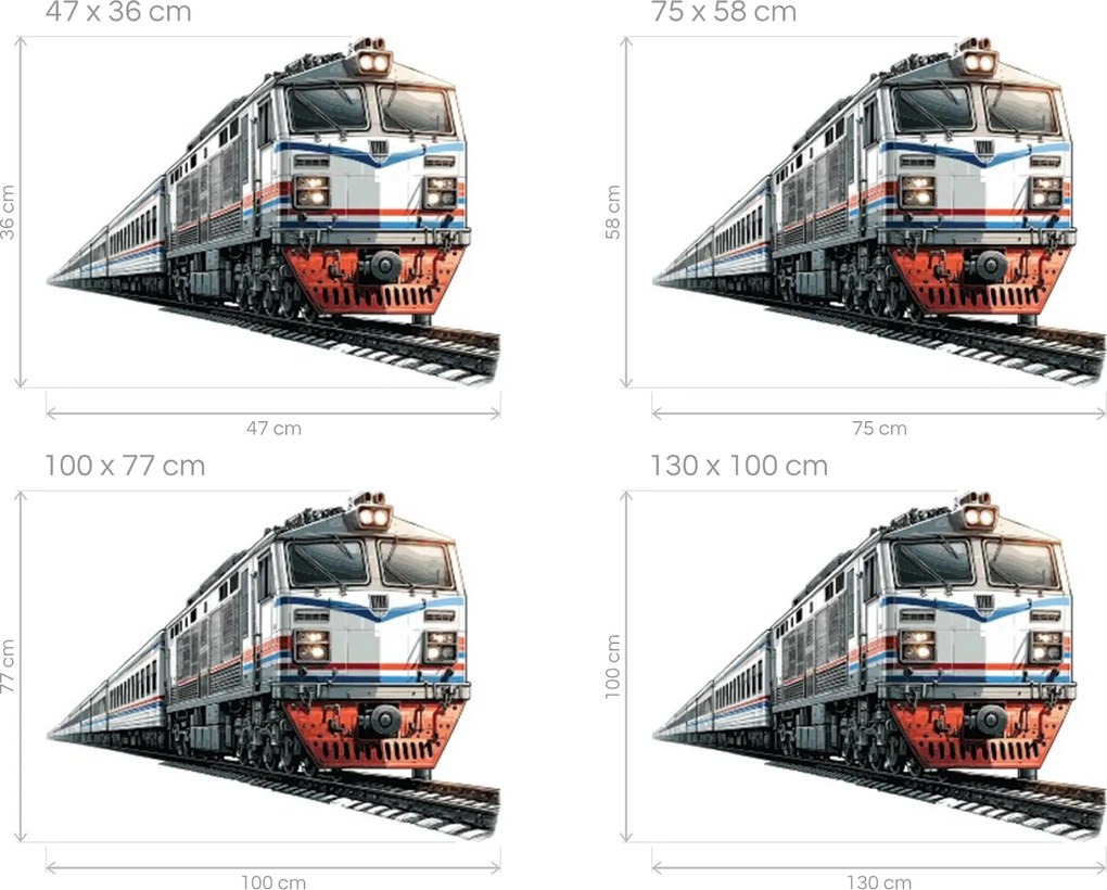 Vlak s vagónmi textilná znovu prilepiteľná nálepka na stenu arch 47 x 36 cm