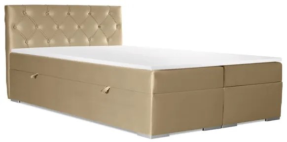 Čalúnená posteľ Johana 180x200, béžová, vr. matraca a topperu