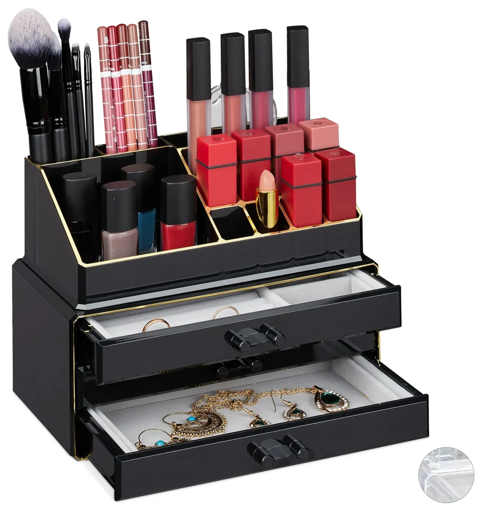 Organizér na make-up so šperkovnicou RD2213, čierna
