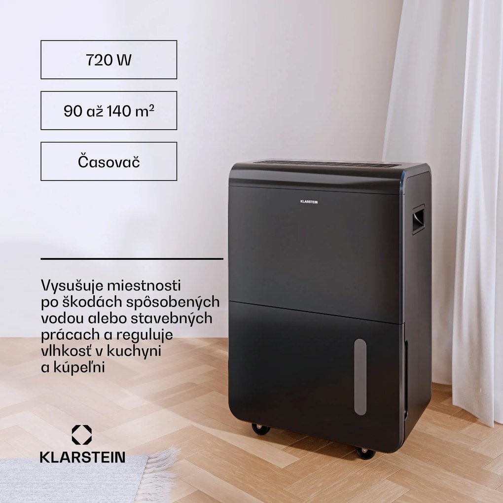 Klarstein DryFy Connect 70 odvlhčovač vzduchu, 70 l / deň, do 140 m², WiFi, ovládanie pomocou aplikácie, 8 L nádrž na vodu
