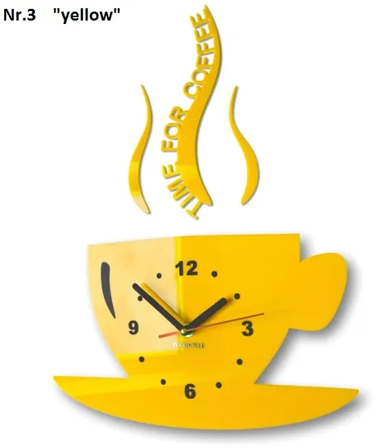 Nástenné hodiny Time for coffee žltá