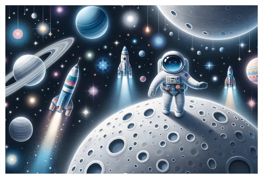 Obraz detský astrounaut na Mesiaci