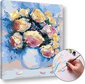 Maľovanie podľa čísel RUŽE VO VÁZE – nízka náročnosť