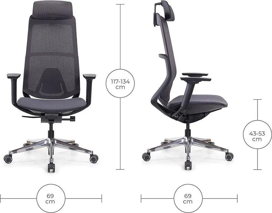 Ergonomická sieťovaná kancelárska stolička MOSH Airflow 406 – čierna