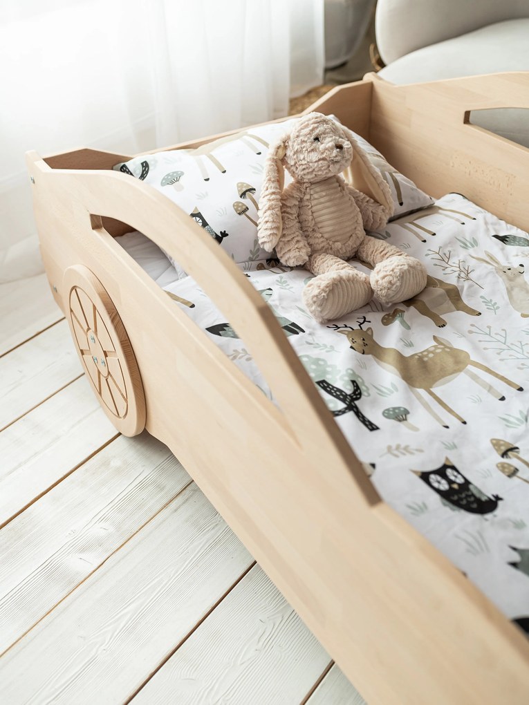 Woodisio Posteľ pre chlapca AUTO - buk Farba: Tranparentný matný lak, Variant: 180 x 80