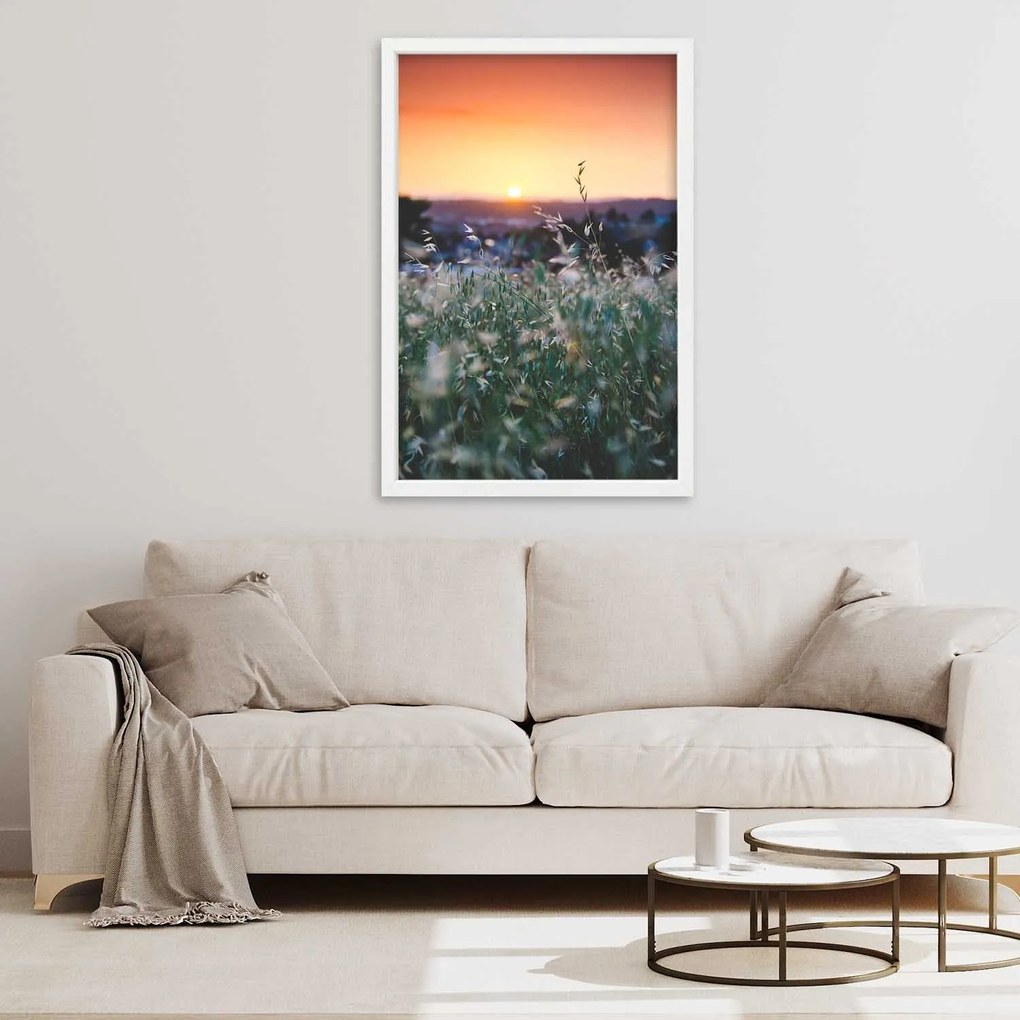 Gario Plagát Lúka s pozadím západu slnka Farba rámu: Bez rámu, Rozmery: 60 x 90 cm