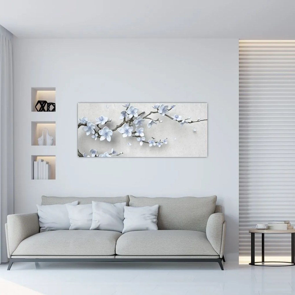 Obraz modrých kvetov (120x50 cm)
