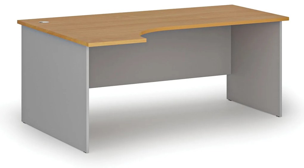 Rohový kancelársky písací stôl PRIMO GRAY, 180x120 cm, ľavý, sivá/buk