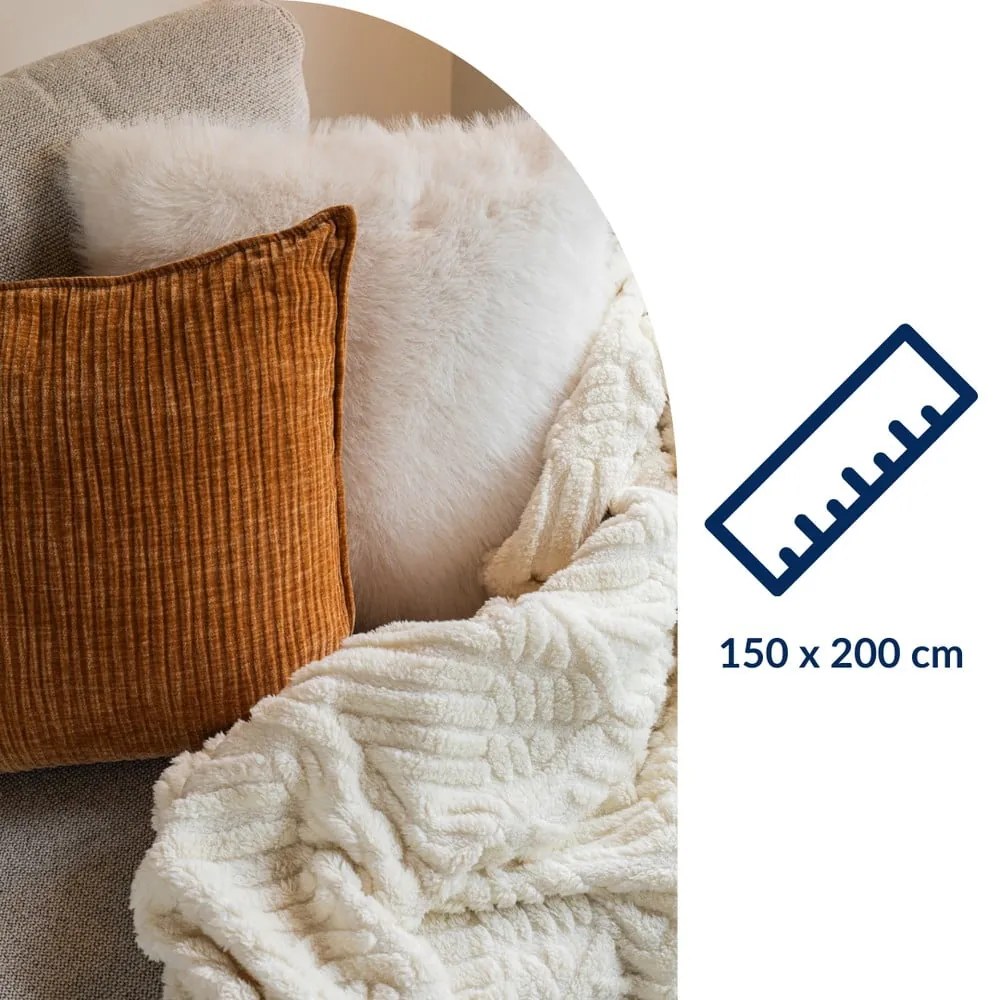 Bielobéžová deka z mikroplyšu 150x200 cm Rena – Tiseco Home Studio