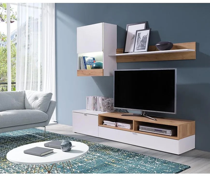 Obývacia stena ROCO biela/dub gold