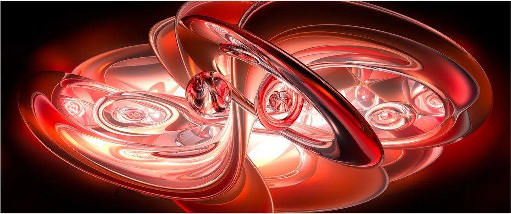 Obraz - červené tvary (120x50 cm)