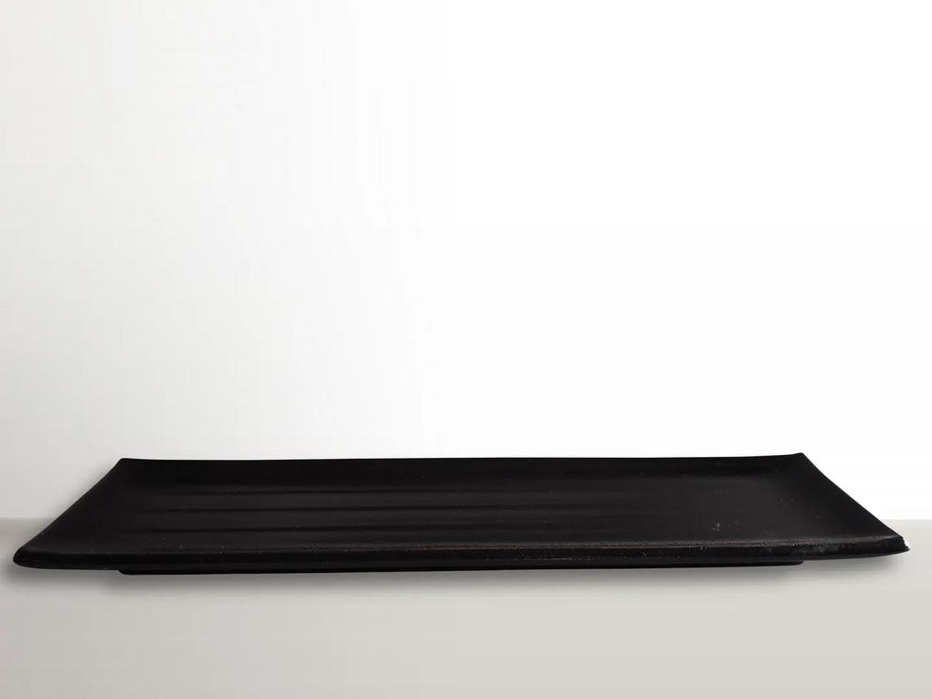 MIJ Obdĺžnikový tanier čierny 38x12 cm
