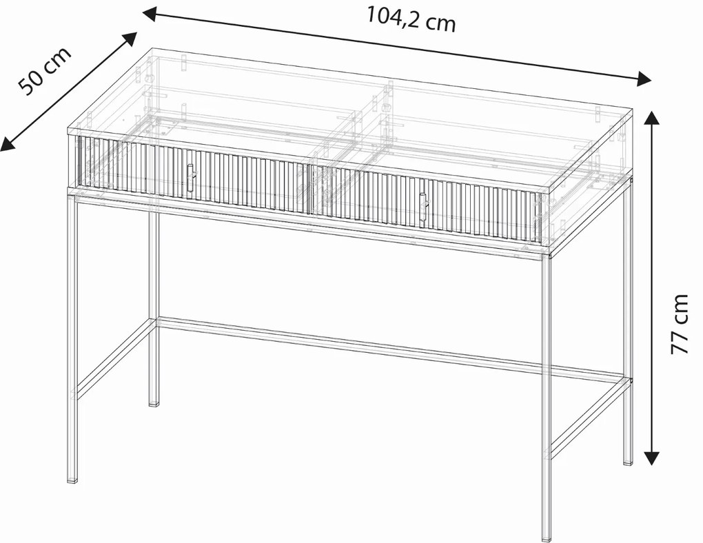 Toaletný stolík Maggiore 104 cm kašmír/čierny/zlatý