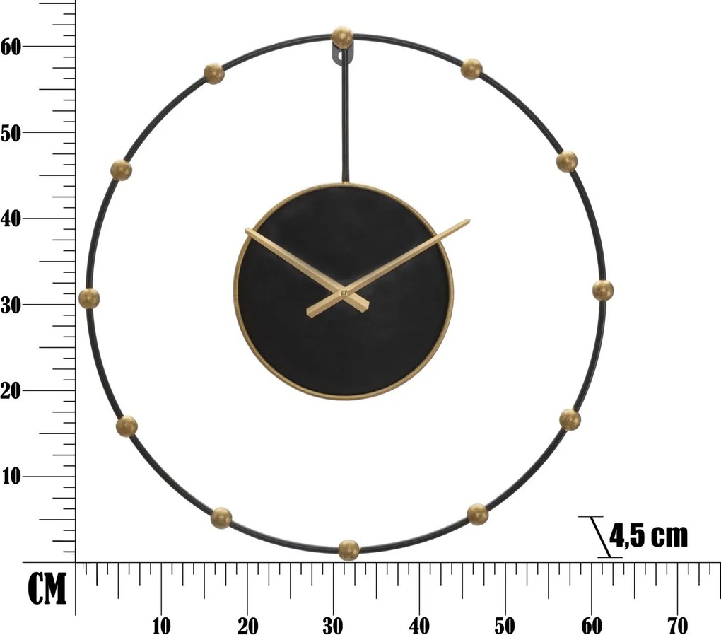 Kovové nástenné hodiny Pearl 61 cm čierne/zlaté