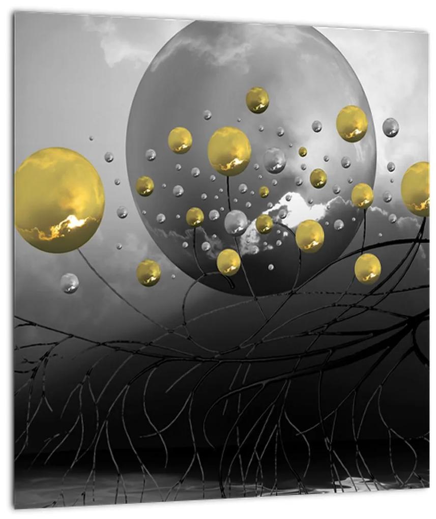 Obraz zlatých abstraktných gulí (30x30 cm)