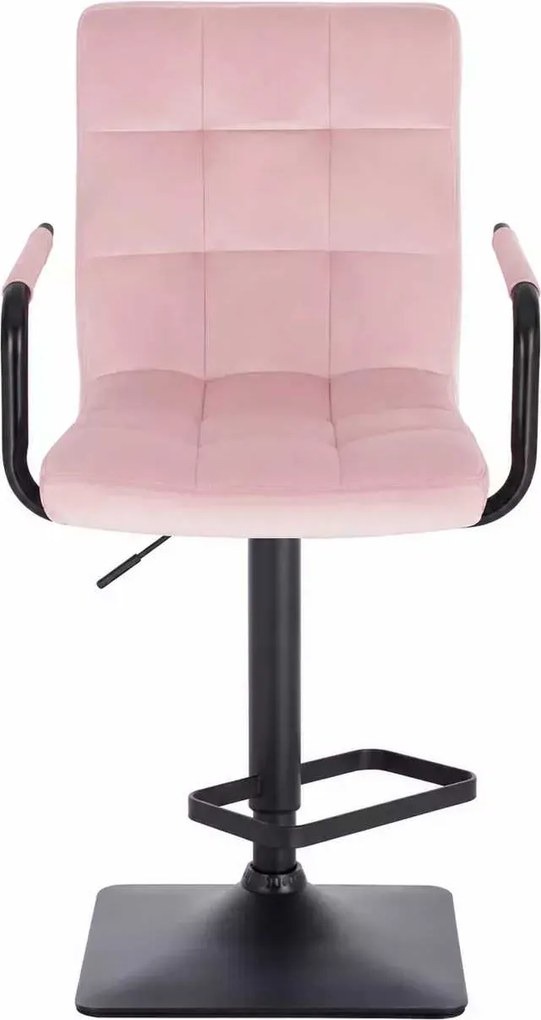 LuxuryForm DESIGN Barová stolička VERONA BLACK VELUR na čiernej hranatej podstave - ružová
