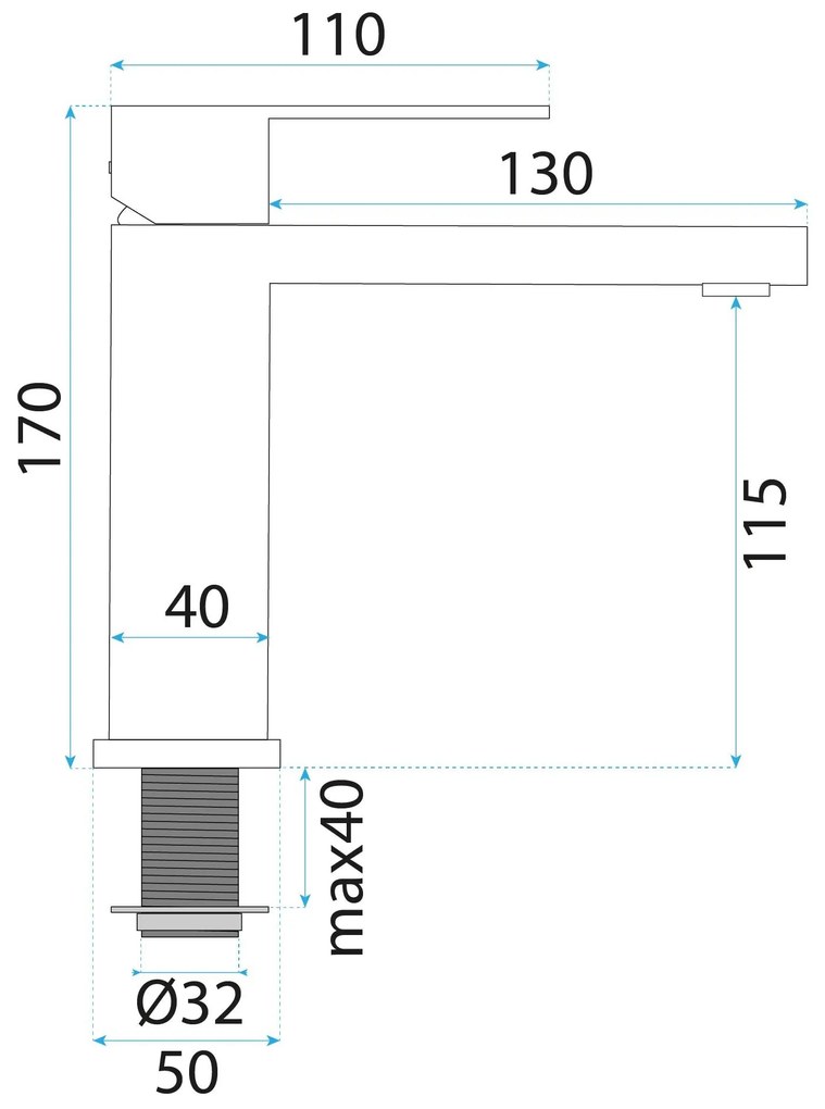 Rea Arlo, umývadlová batéria h-170, zlatá matná, REA-B0976