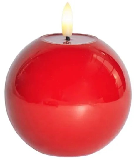 DECOLED Vosková LED svíčka Sille Red kulatá, 9 cm, červená, prům. 10 cm