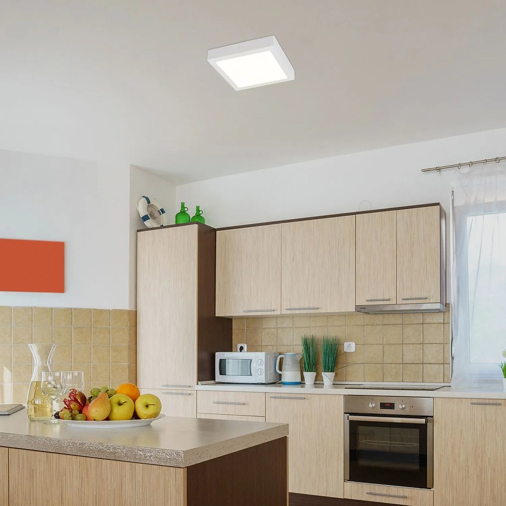 RABALUX Stropné svietidlo LED, 18 W, denné biele svetlo, 22,5x22,5 cm, štvorcové, biele