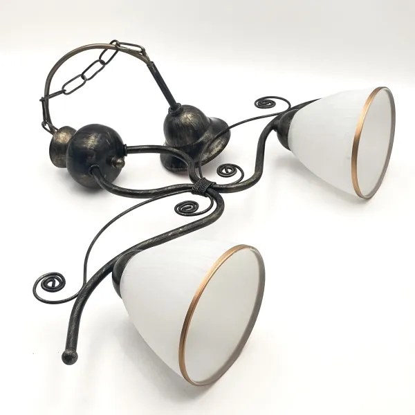 Luster na reťazi RETRO 2xE27/60W/230V bronzová/patina