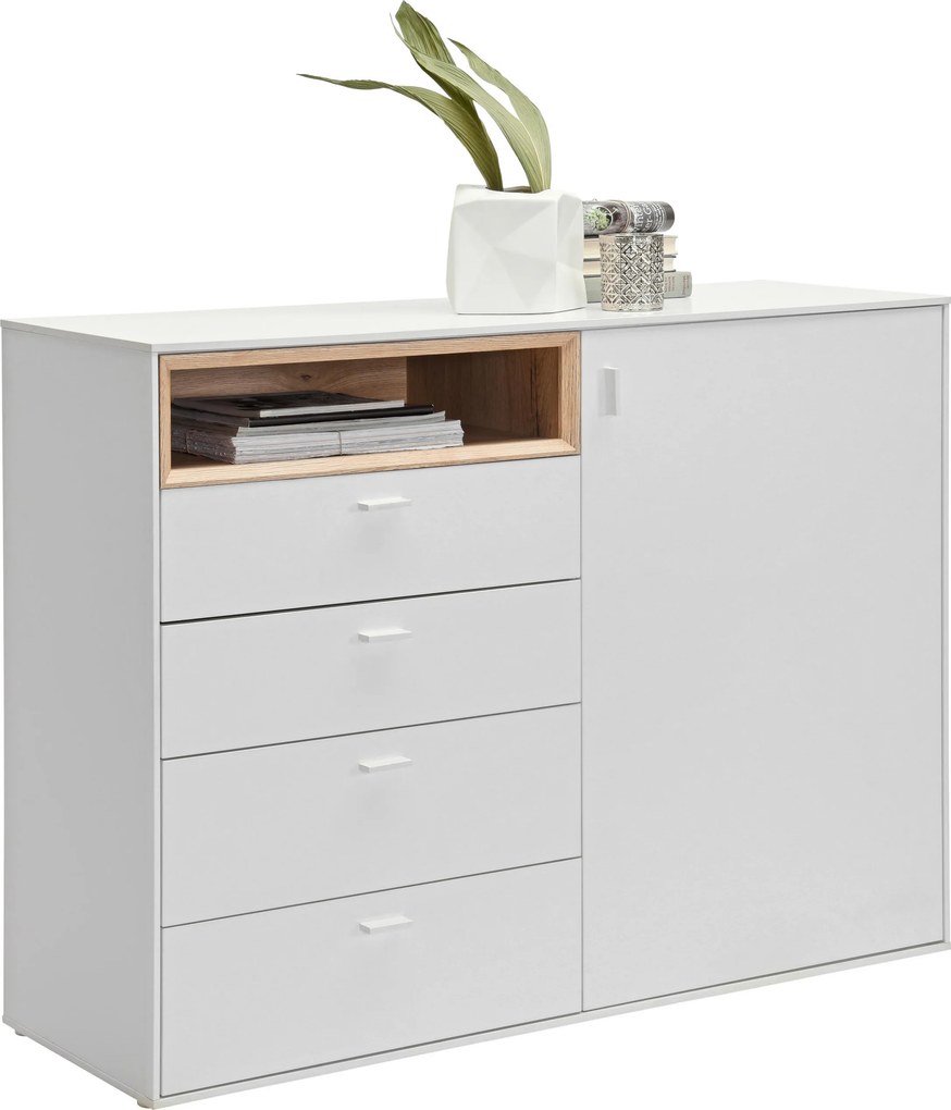 XXXLutz KOMODA, biela, farba duba, 121/92,8/43 cm Hom`in - Komody - 000003000702