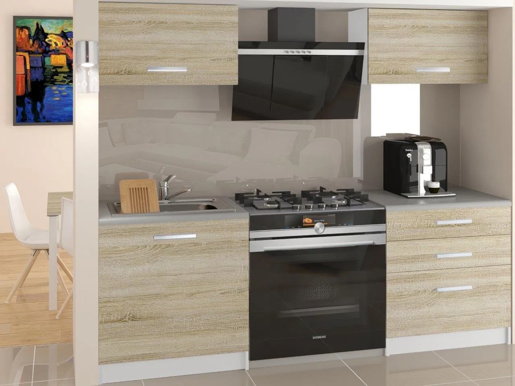 Kuchynská linka Belini 120 cm dub sonoma s pracovnou doskou Vulcano TOR VULCANO/2/WT/DS/0/T