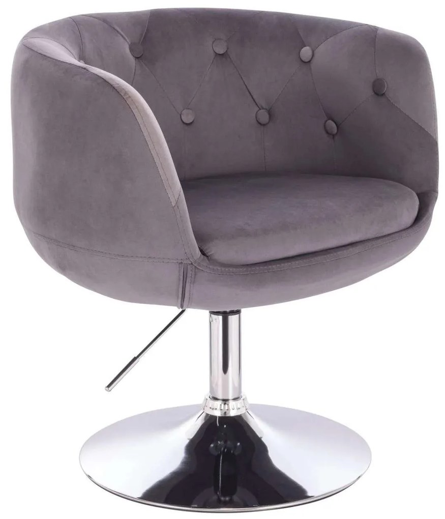 LuxuryForm DESIGN Kreslo MONTANA VELUR na striebornom tanieri - sivé