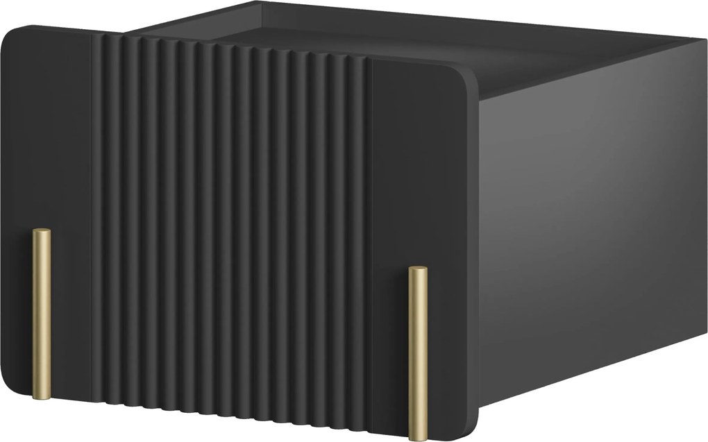 Závesný nočný stolík Malmi 45 cm - čierny mat / zlatá