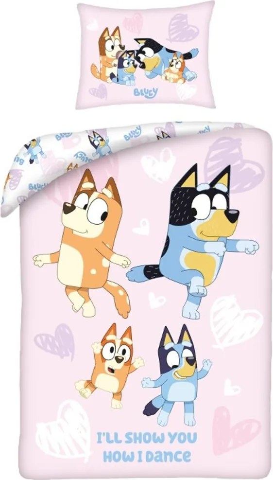 Bavlnené posteľné obliečky Bluey - motív Tanečná nálada - 100% bavlna - 70x90 cm + 140x200 cm