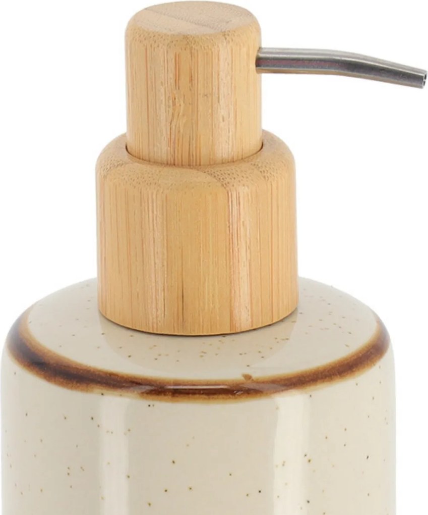 Dávkovač mydla Elva, béžová/s drevenými prvkami, 300 ml
