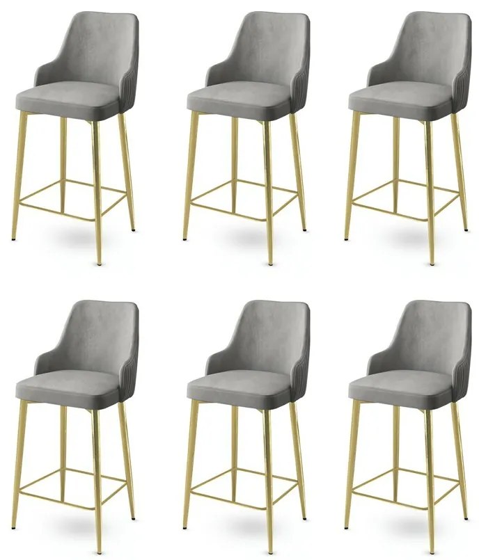 Sada barových stoličiek Enox Grey and Gold, 6 ks