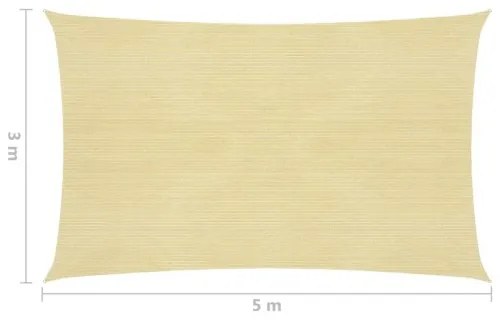 vidaXL Tieniaca plachta 160 g/m², béžová 3x5 m, HDPE-