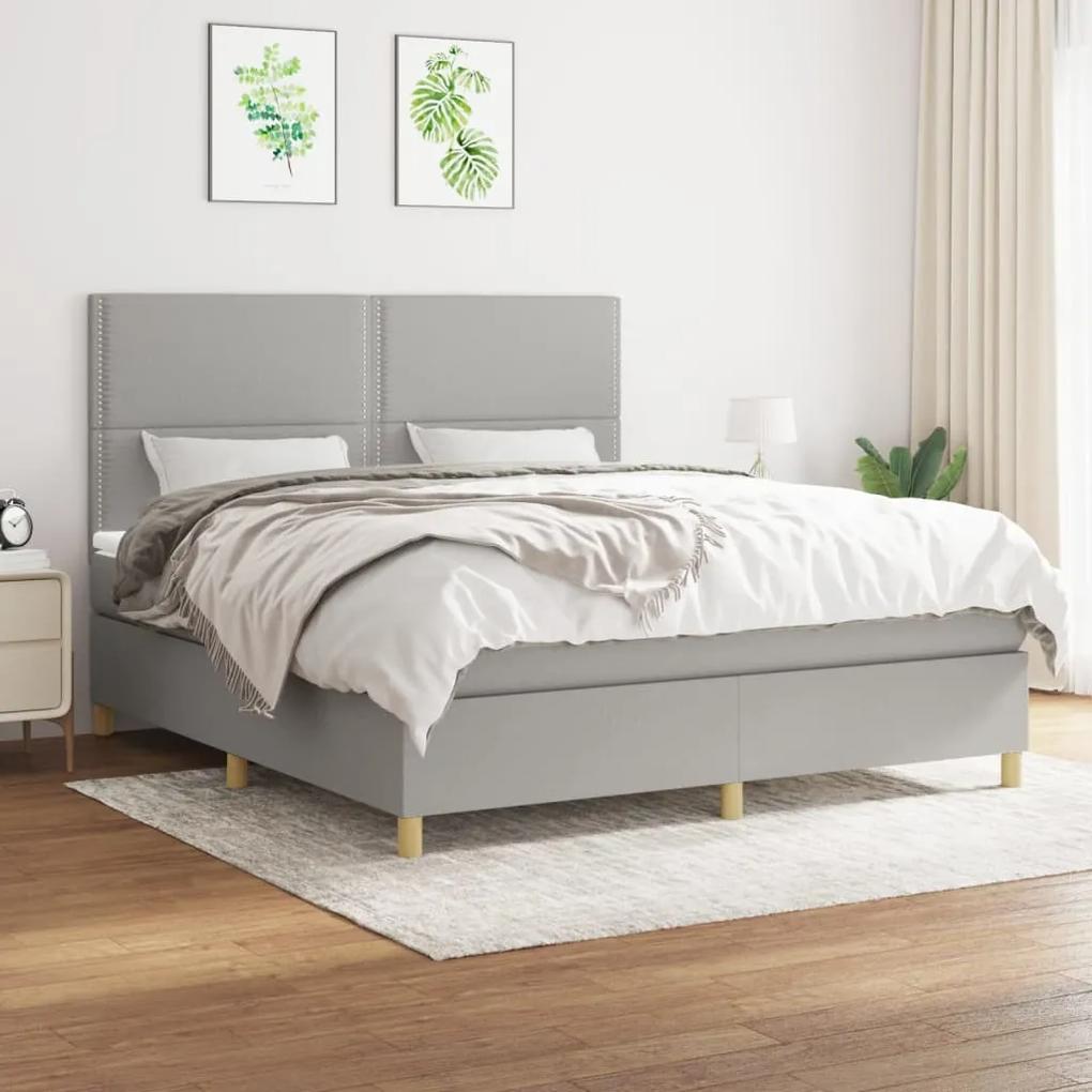 Boxspring posteľ s matracom svetlosivá 100x200 cm látka 3142265