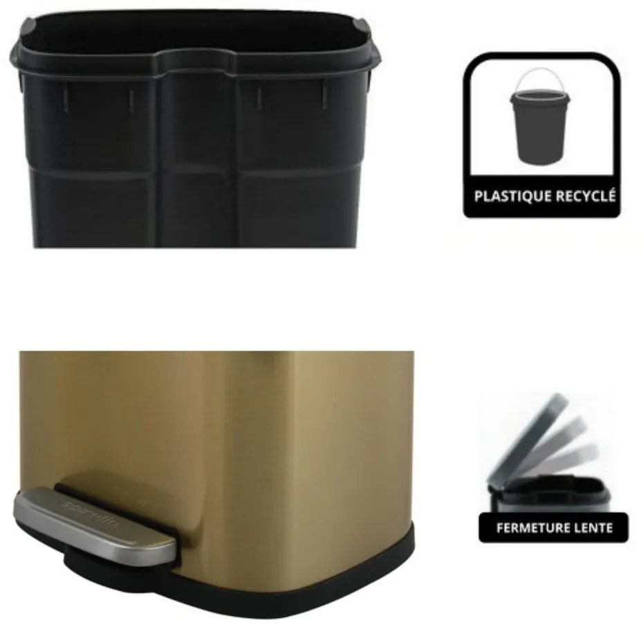 Nášľapný oceľový odpadkový kôš v matne zlatej farbe 5 l Akira – Spirella