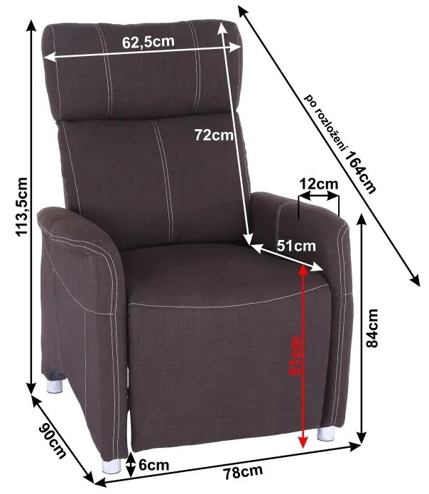Tempo Kondela Polohovacie kreslo, látka čokoládová, FOREST