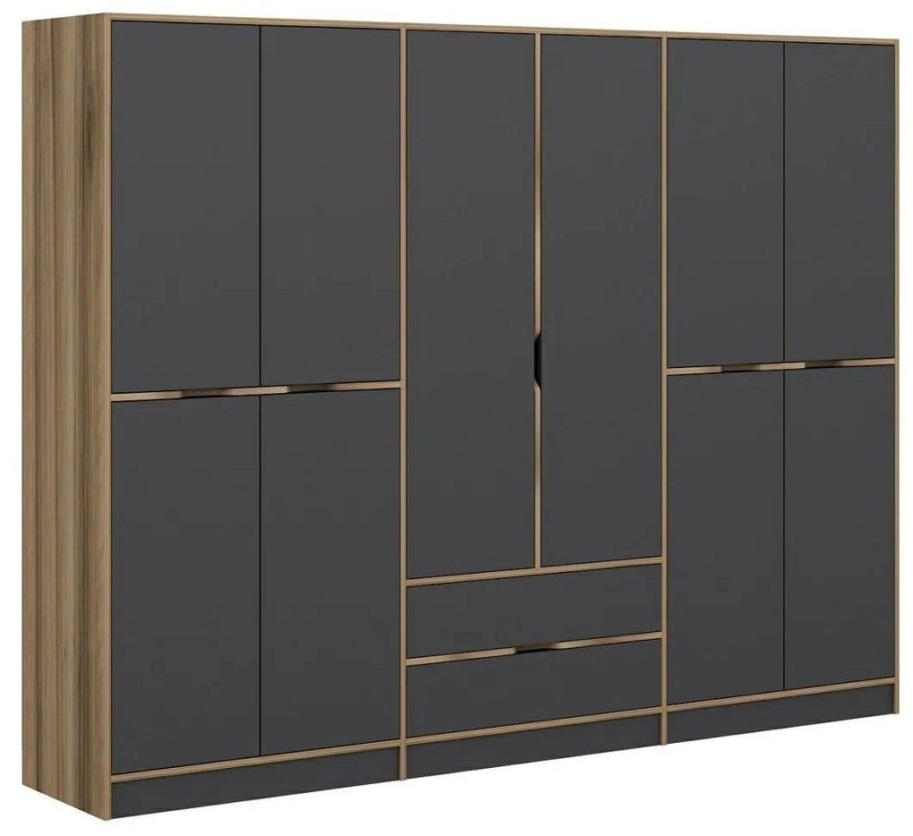 Šatníková skriňa Elina 270 cm grafit/orech