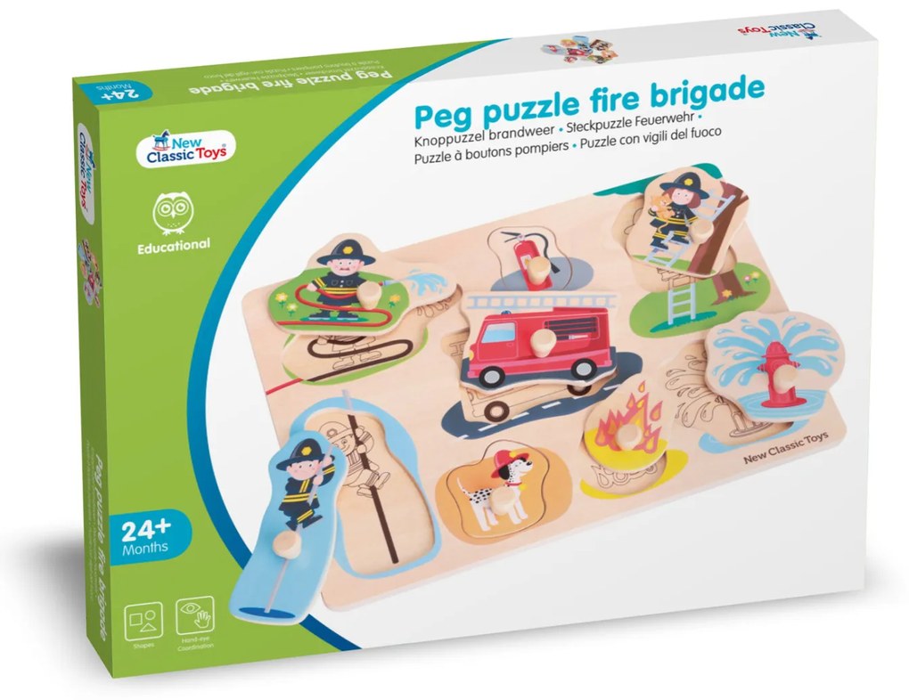 Drevené vkladacie puzzle - hasiči - 8 ks