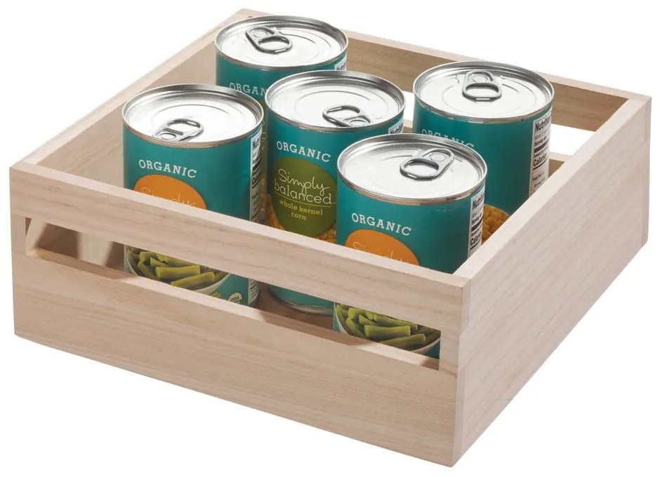 Úložný box z dreva paulownia iDesign Eco Handled, 25,4 x 25,4 cm