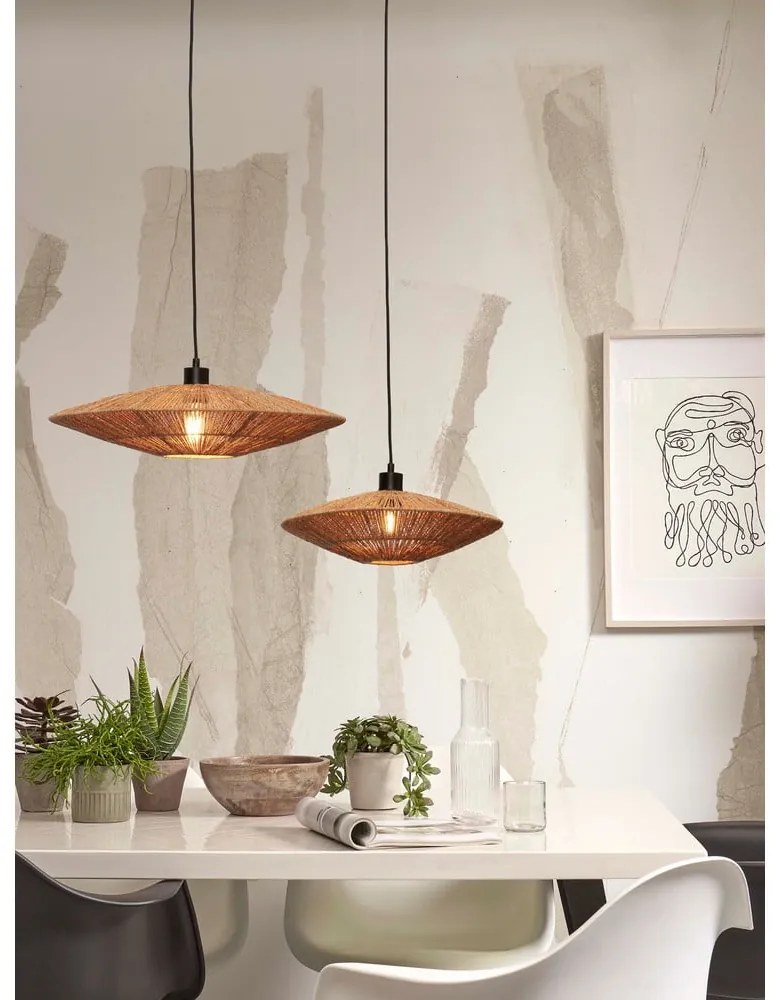 Závesné svietidlo s tienidlom z juty v prírodnej farbe ø 40 cm Iguazu – Good&amp;Mojo