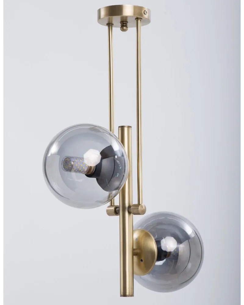 Stropné svietidlo so skleneným tienidlom v sivo-zlatej farbe ø 15 cm Libra – Squid Lighting