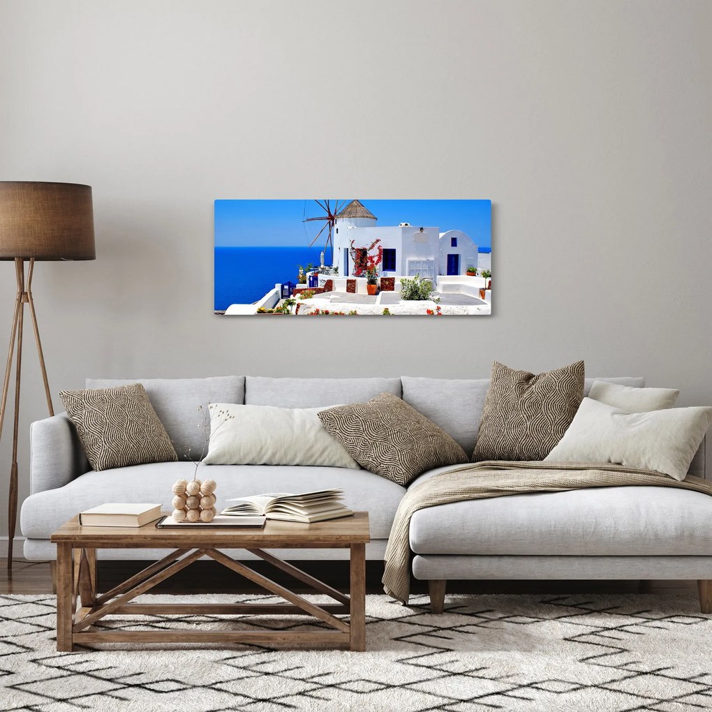 Obraz - Domček v Grécku (120x50 cm)