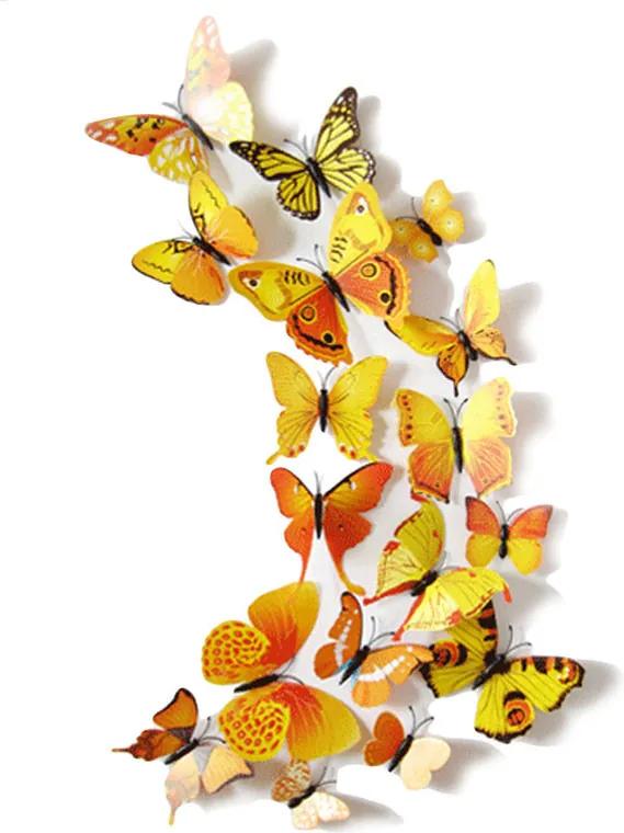Veselá Stena Farebné 3D Motýliky Žlté