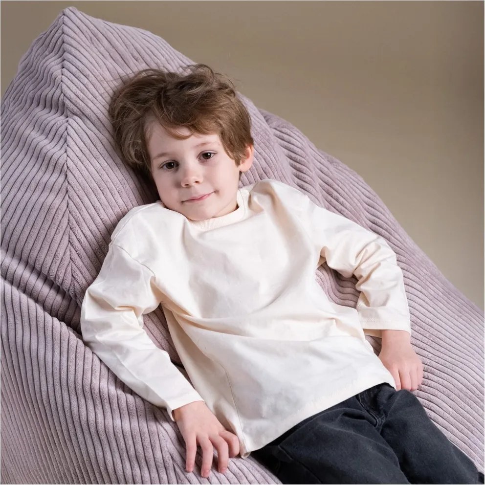 Sedací vak pre deti – sivý, prémiový manšestr