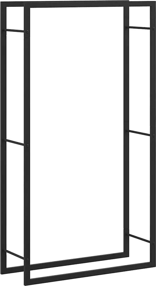 vidaXL Stojan na drevo, matný čierny, 80x28x154 cm, oceľový